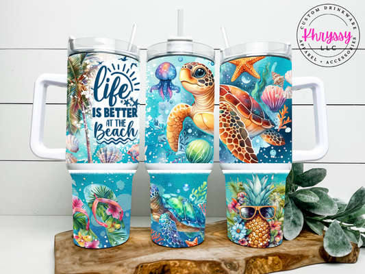 Life Is Better at the Beach 40oz Tumbler with Metal Straw