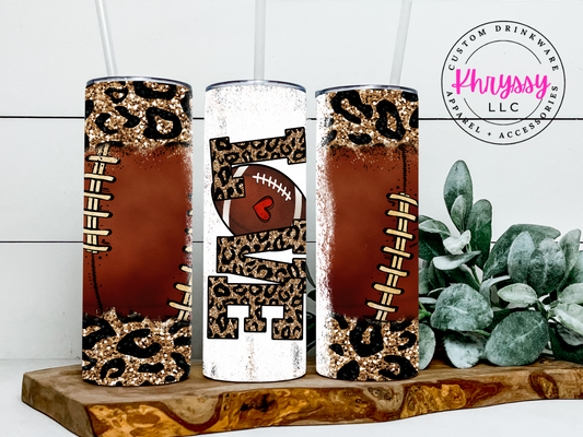 Game Day Love 20oz Football Tumbler with Straw