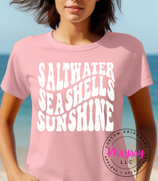 Saltwater Seashells Sunshine Unisex Shirt - Beach Vibes All Day!