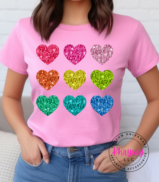 Sparkling Love: Faux Glitter Heart Unisex Shirt