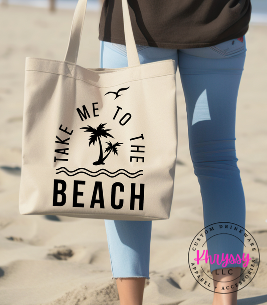 Seaside Serenity Take Me To The Beach Canvas Tote Bag