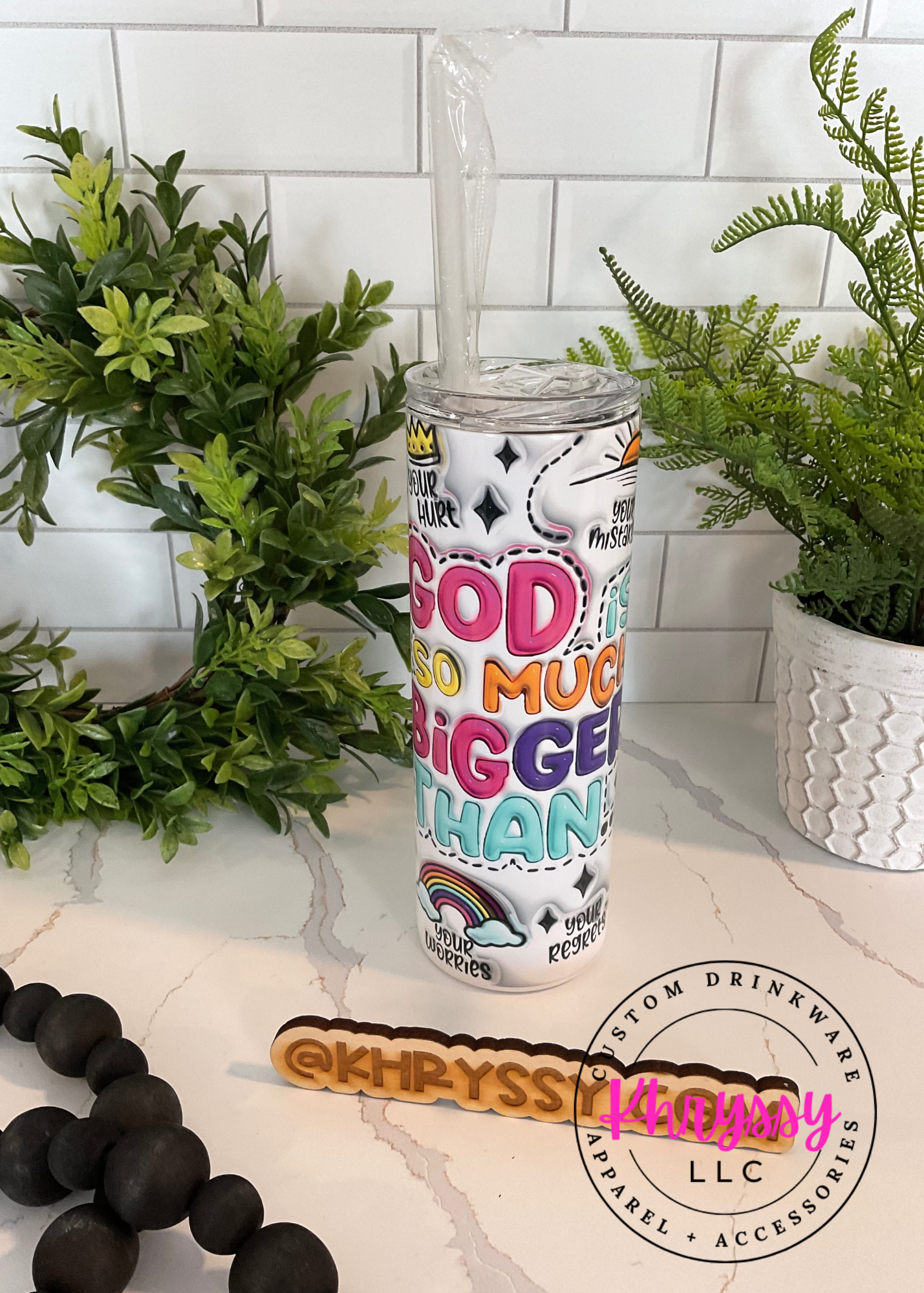 READY TO SHIP God is Bigger Than 20oz Inspirational Tumbler