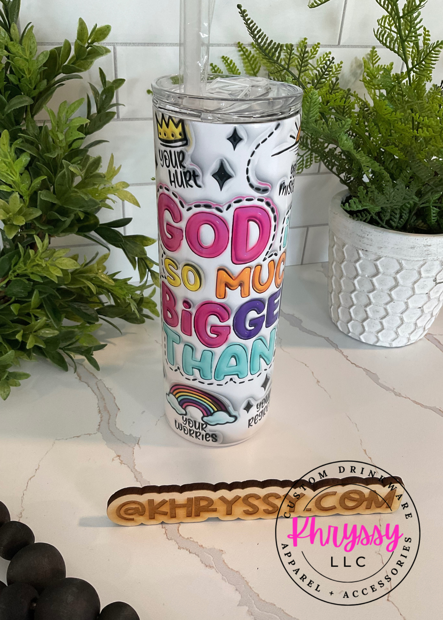 READY TO SHIP God is Bigger Than 20oz Inspirational Tumbler