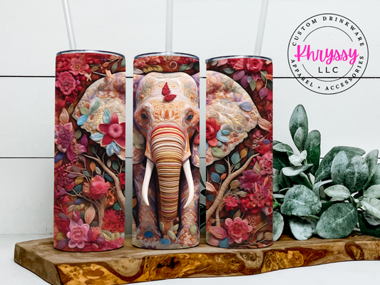 3D Floral Animals 20oz Tumbler with Straw