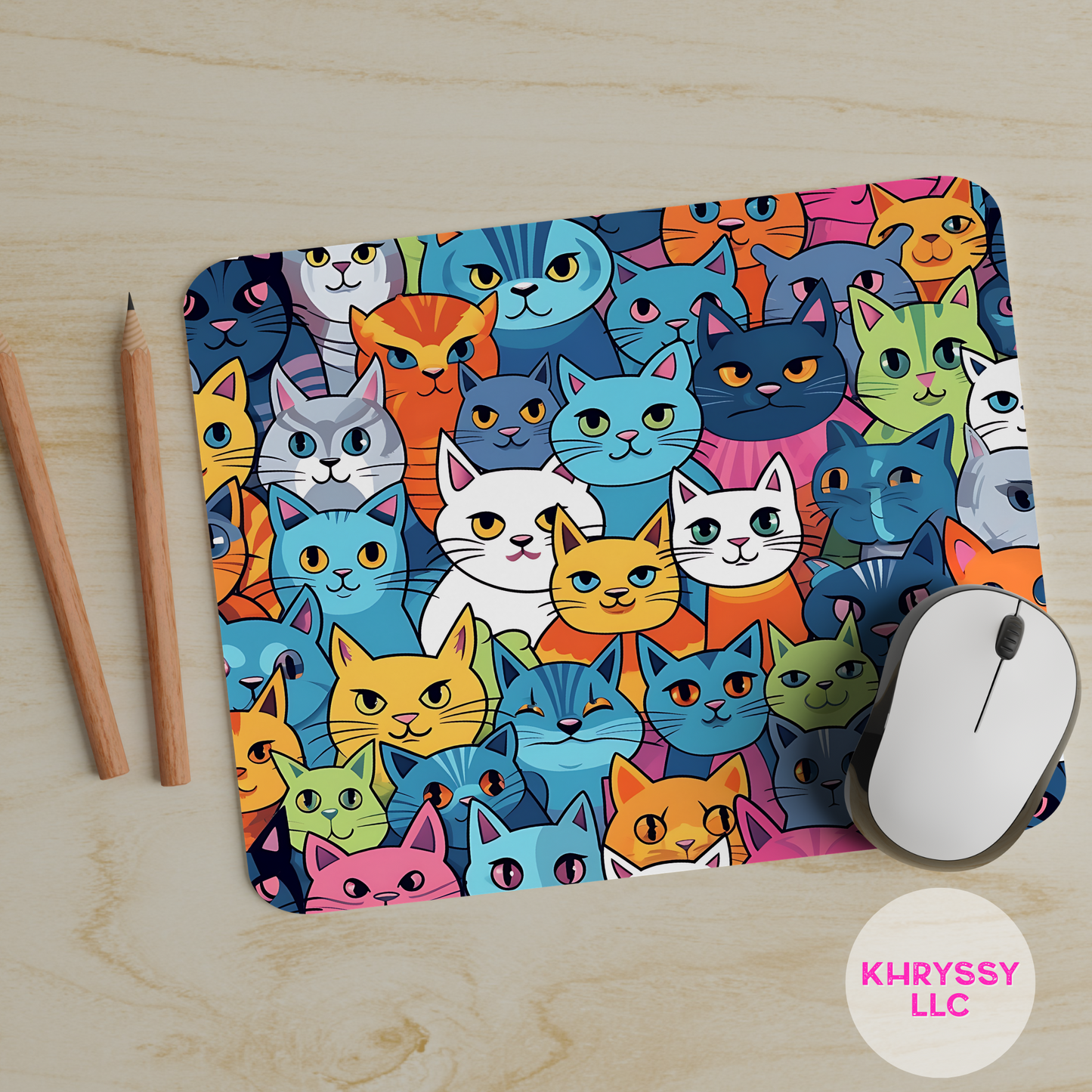 Embrace Vibrant Feline Fun: Colorful Cat Mouse Pad