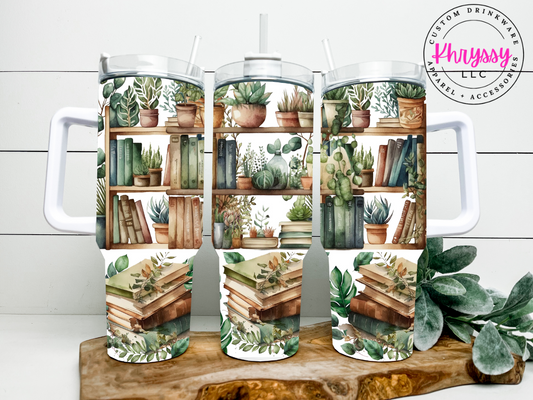 Book & Plant Haven 40oz Tumbler with Metal Straw