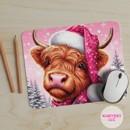 Embrace Winter Whimsy: Highland Cow Mouse Pad