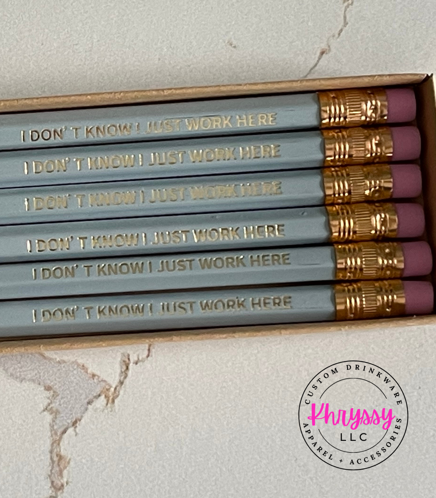 Set of 6 'I Don't Know I Just Work Here' Hex Pencils | Sharpened