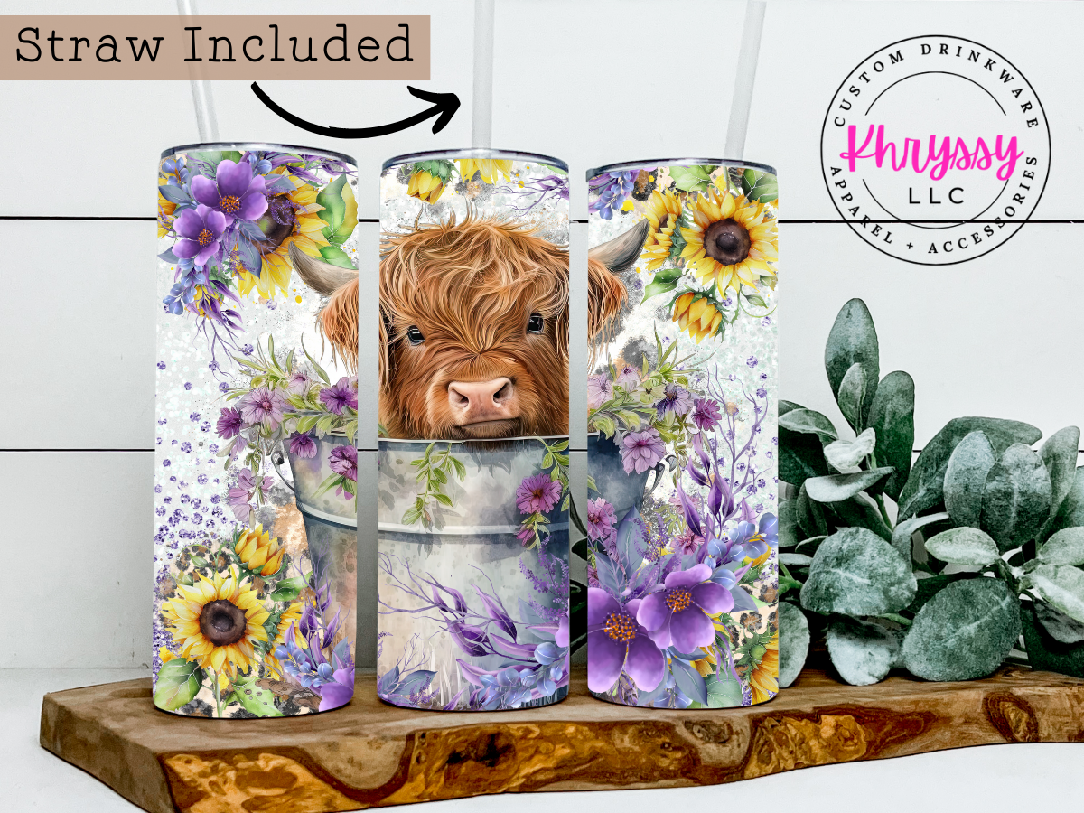 20oz Baby Highland Cow Tumbler with Straw