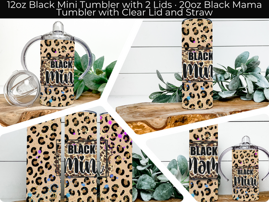 Black Mama and Mini Custom Tumbler Set