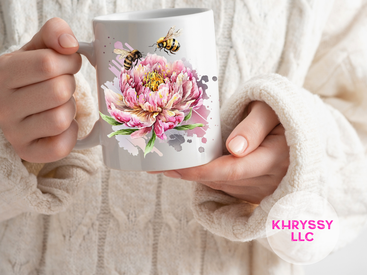 Bumble Bee and Flower Coffee Mug