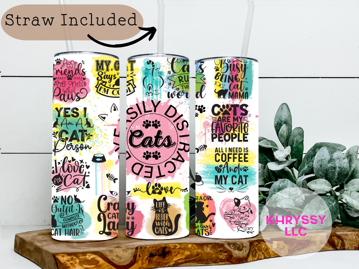 Meow Mug Magic - Colorful Tumbler with Whisker-tickling Cat Lover Sayings!