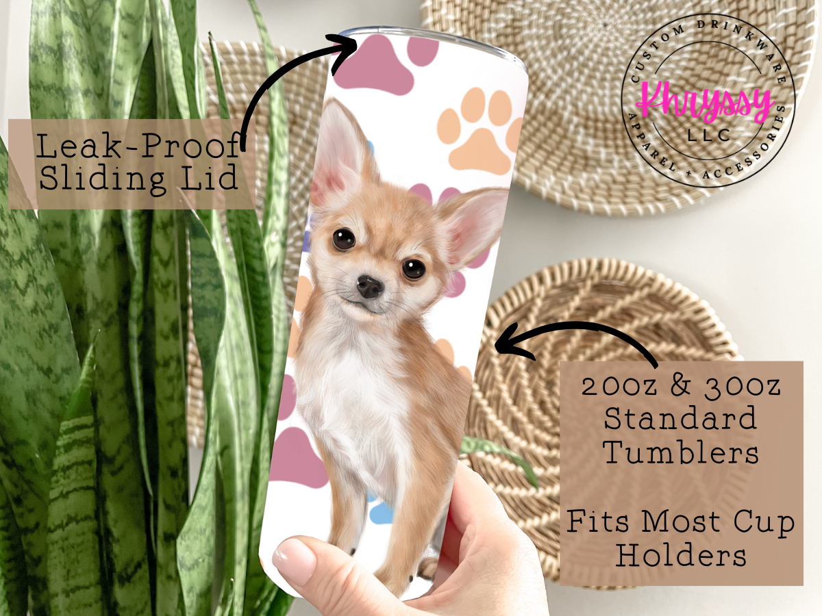 Chihuahua Name Personalization 20/30oz Tumbler with Straw