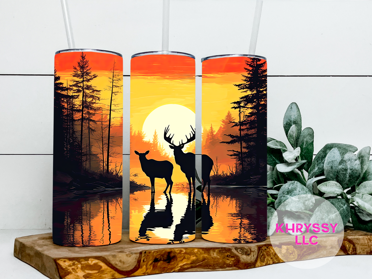 Deers at Sunrise Tumbler - Embrace the Tranquility of Nature!