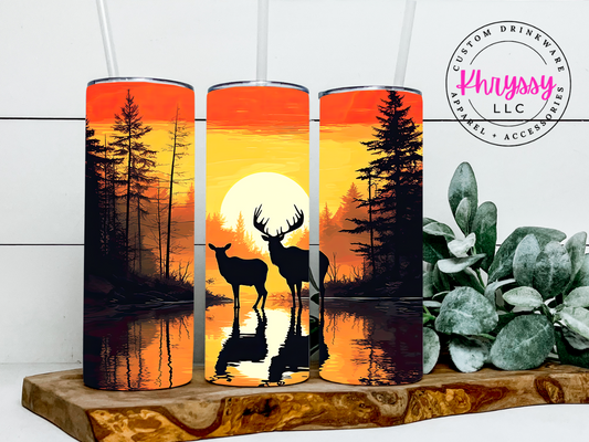 Deers at Sunrise 20oz Tumbler with Straw