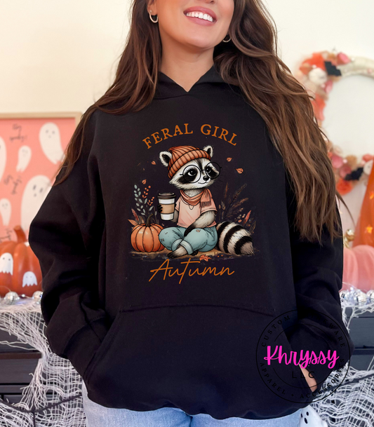 Feral Girl Autumn Unisex Shirt - Raccoon Fall Vibes for Wild Spirits