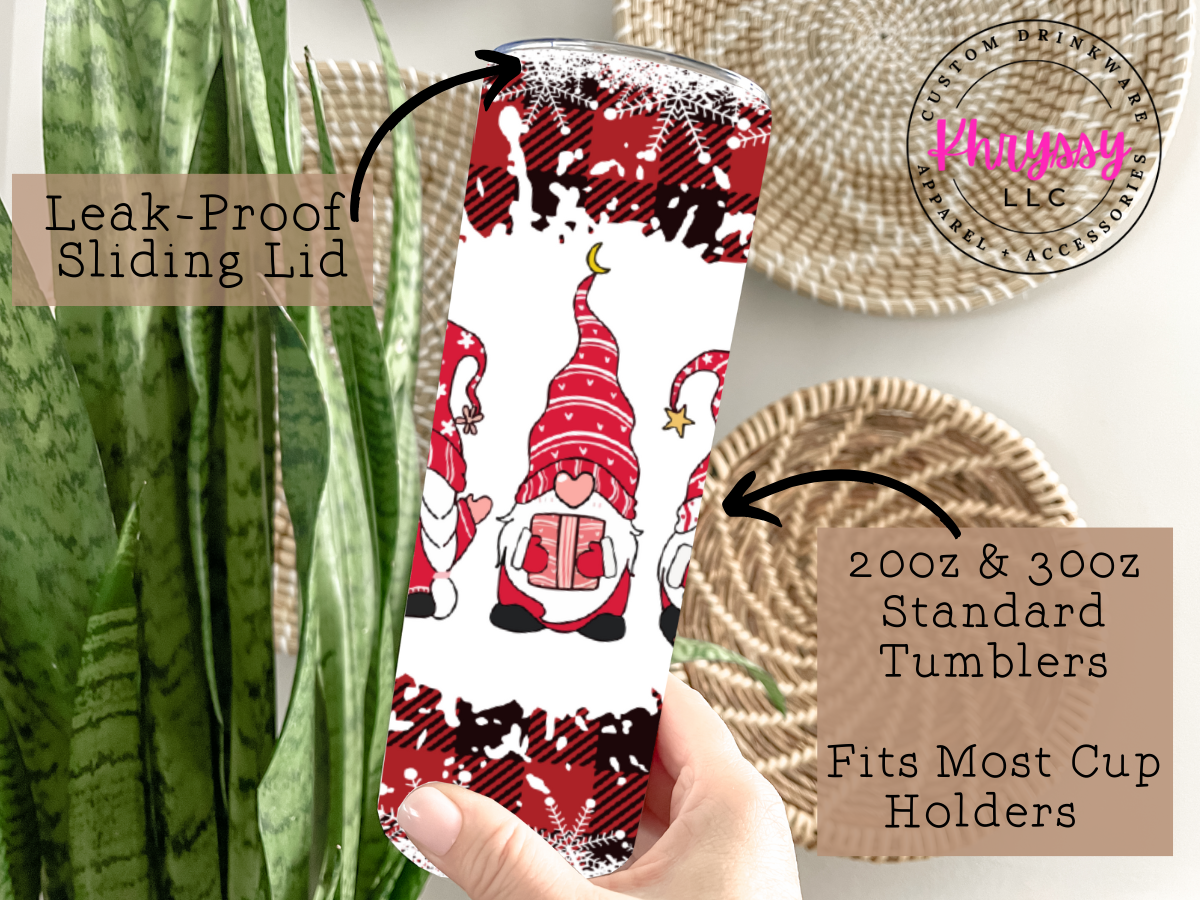 Gnome Christmas 20oz Custom Tumbler with Straw