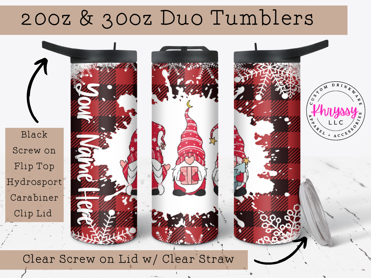 Gnome Christmas 20oz Custom Tumbler with Straw