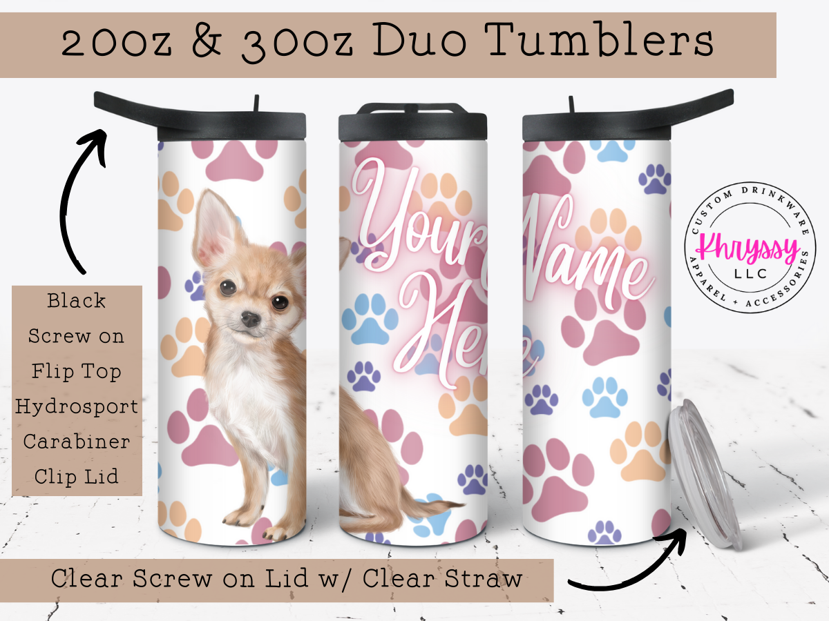 Chihuahua Name Personalization 20/30oz Tumbler with Straw