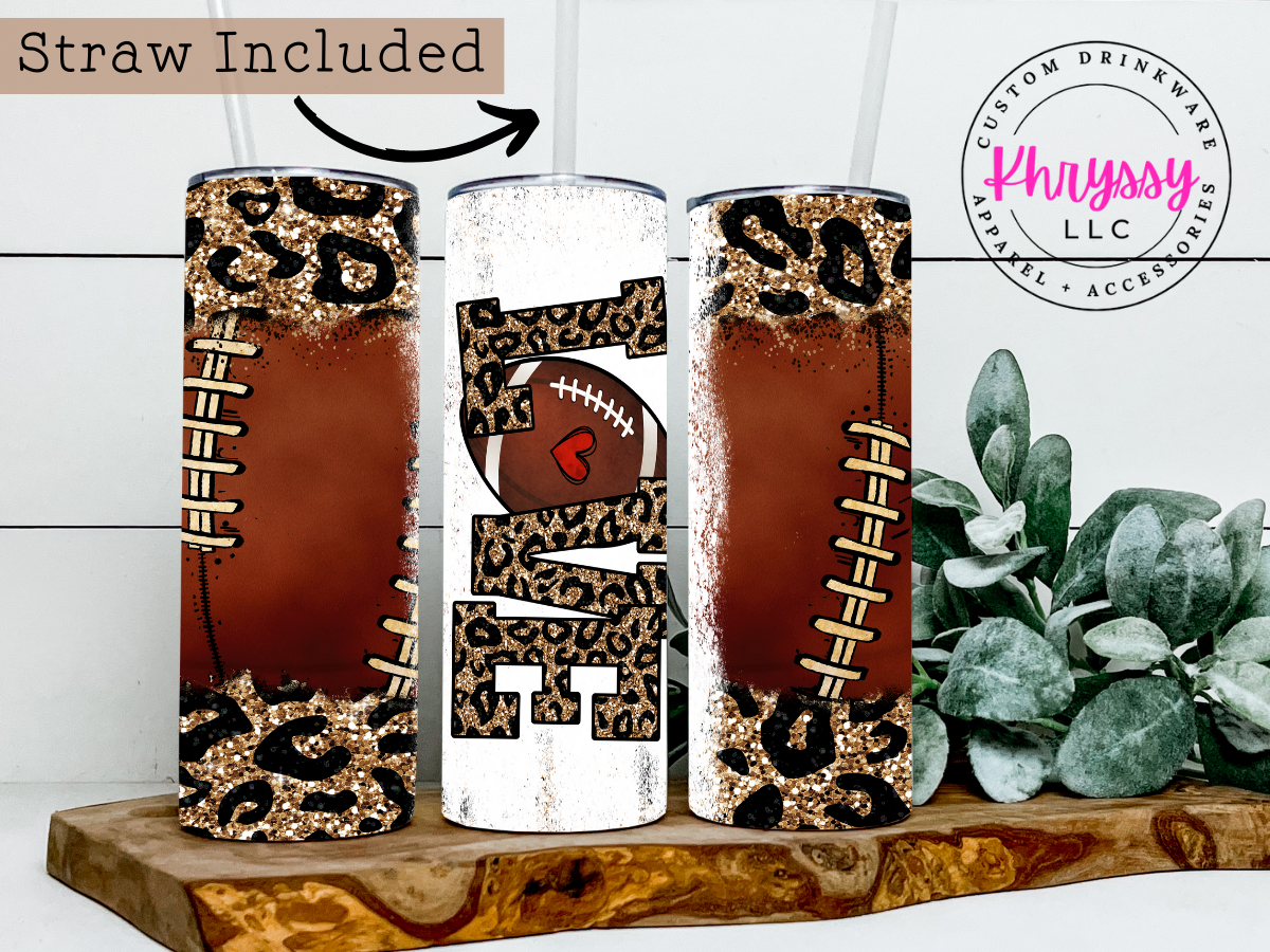 Game Day Love 20oz Football Tumbler with Straw