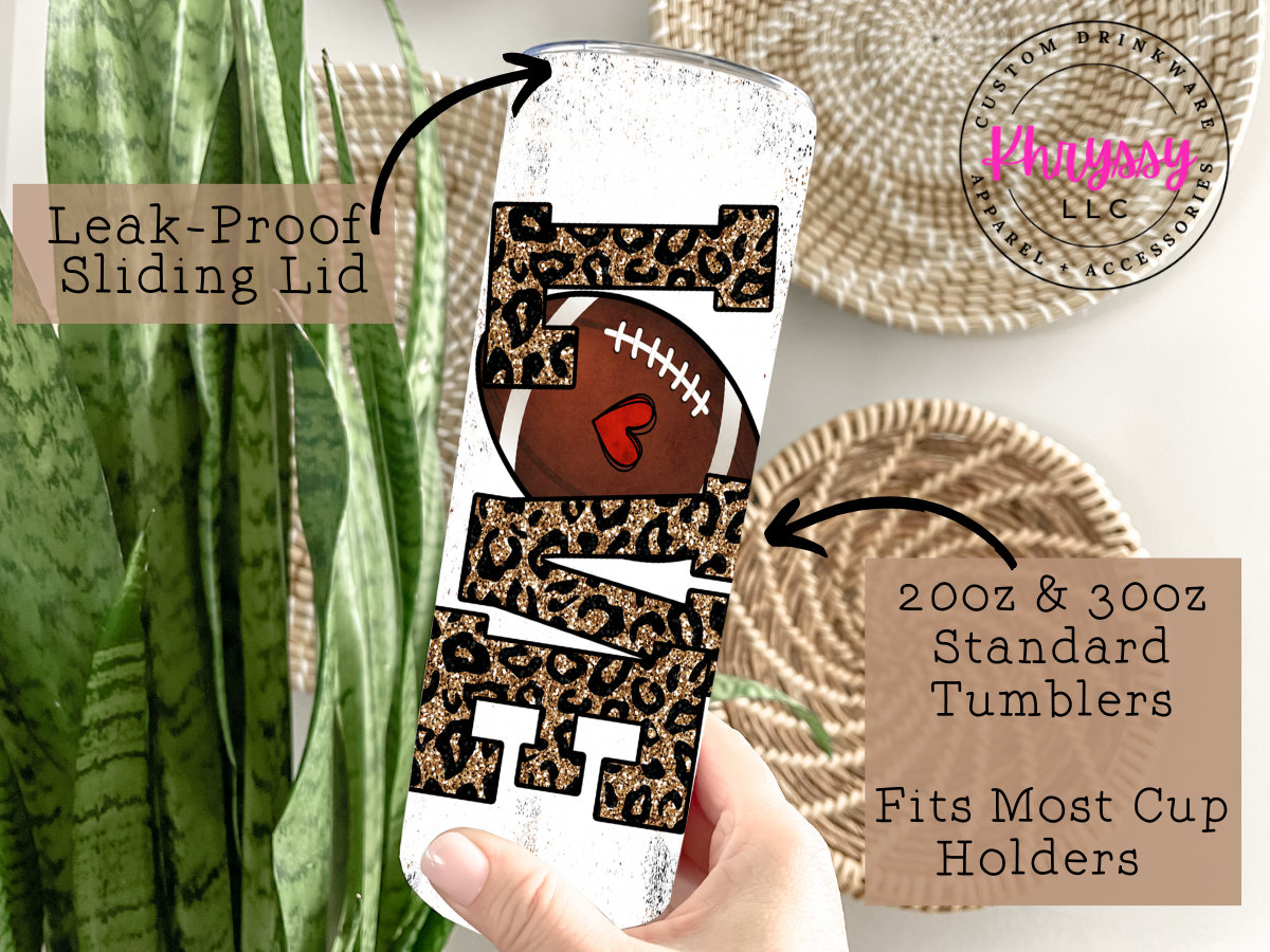 Game Day Love 20oz Football Tumbler with Straw