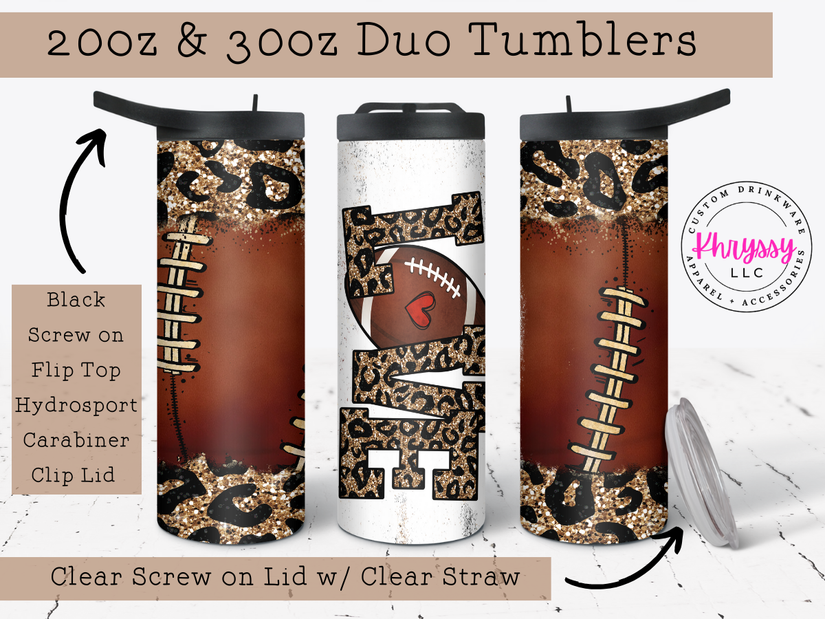 Game Day Love 20oz Football Tumbler with Straw