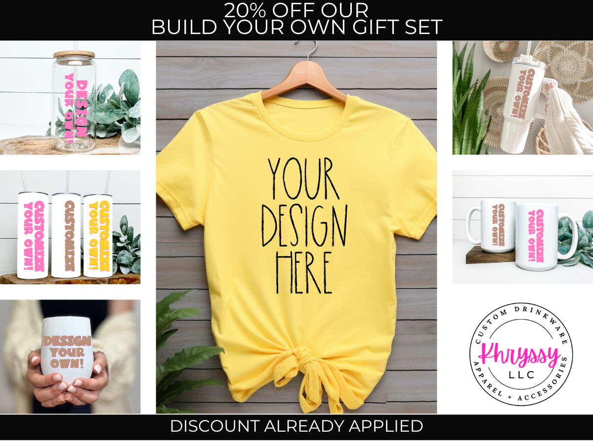 Build Your Own Custom Gift Set - Personalized Drinkware and Comfort Colors Unisex Shirt for Every Style!