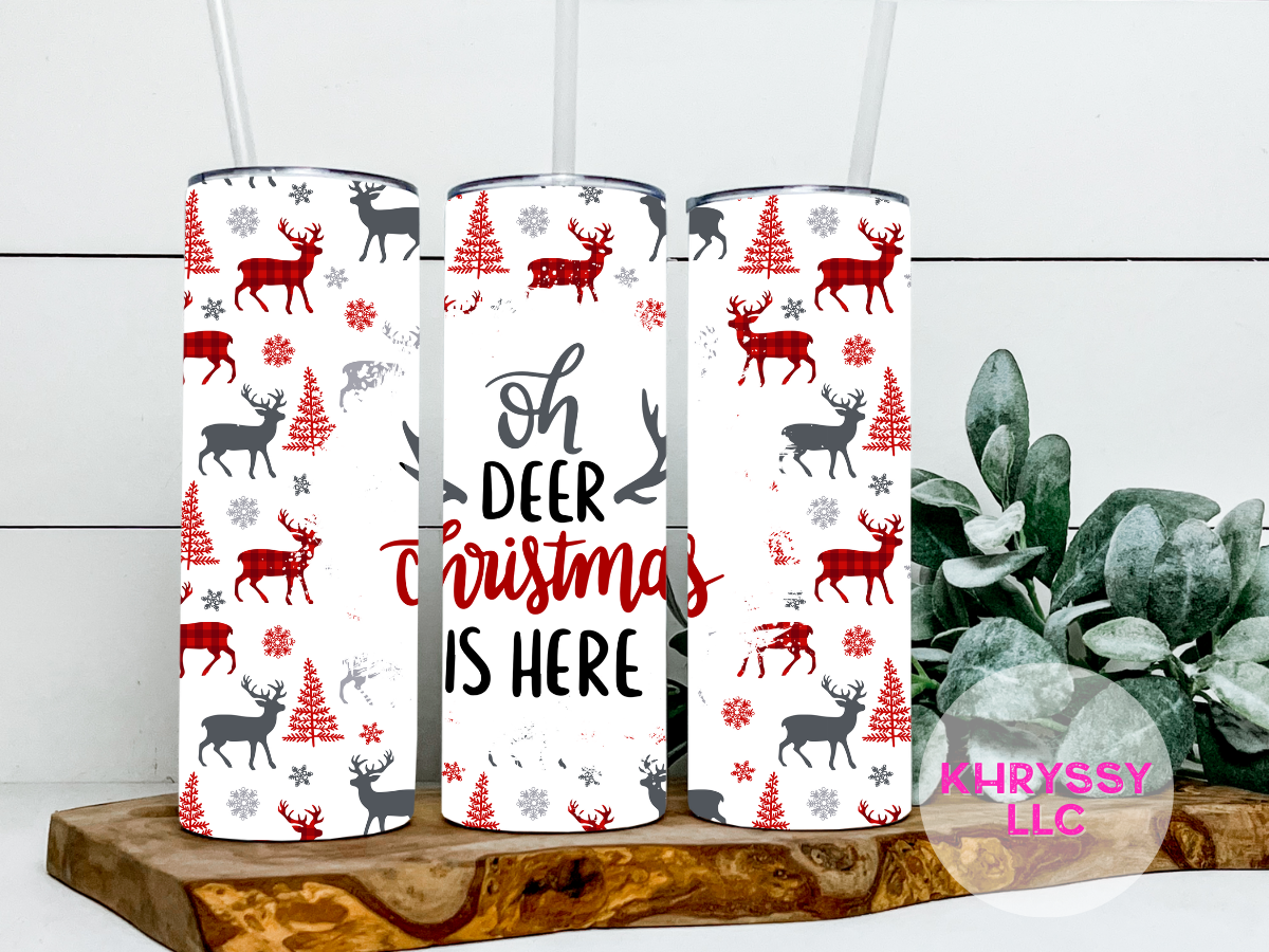 Oh Deer Christmas Is Here Tumbler