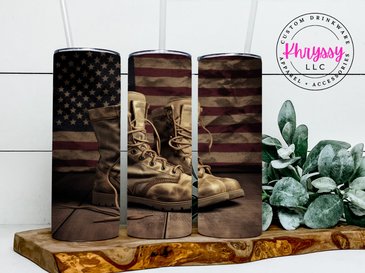 Patriot's Valor 20oz Military Tumbler with Straw