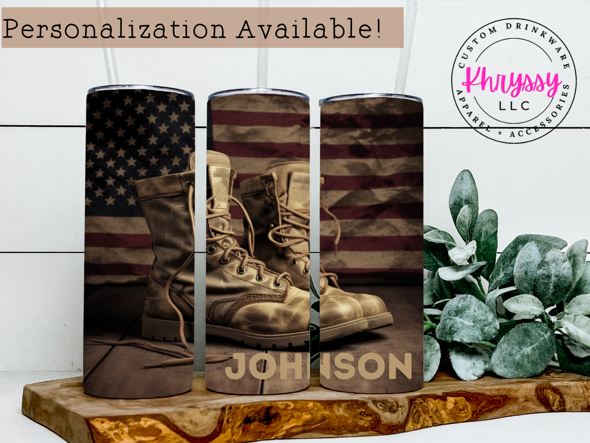 Patriot's Valor 20oz Military Tumbler with Straw