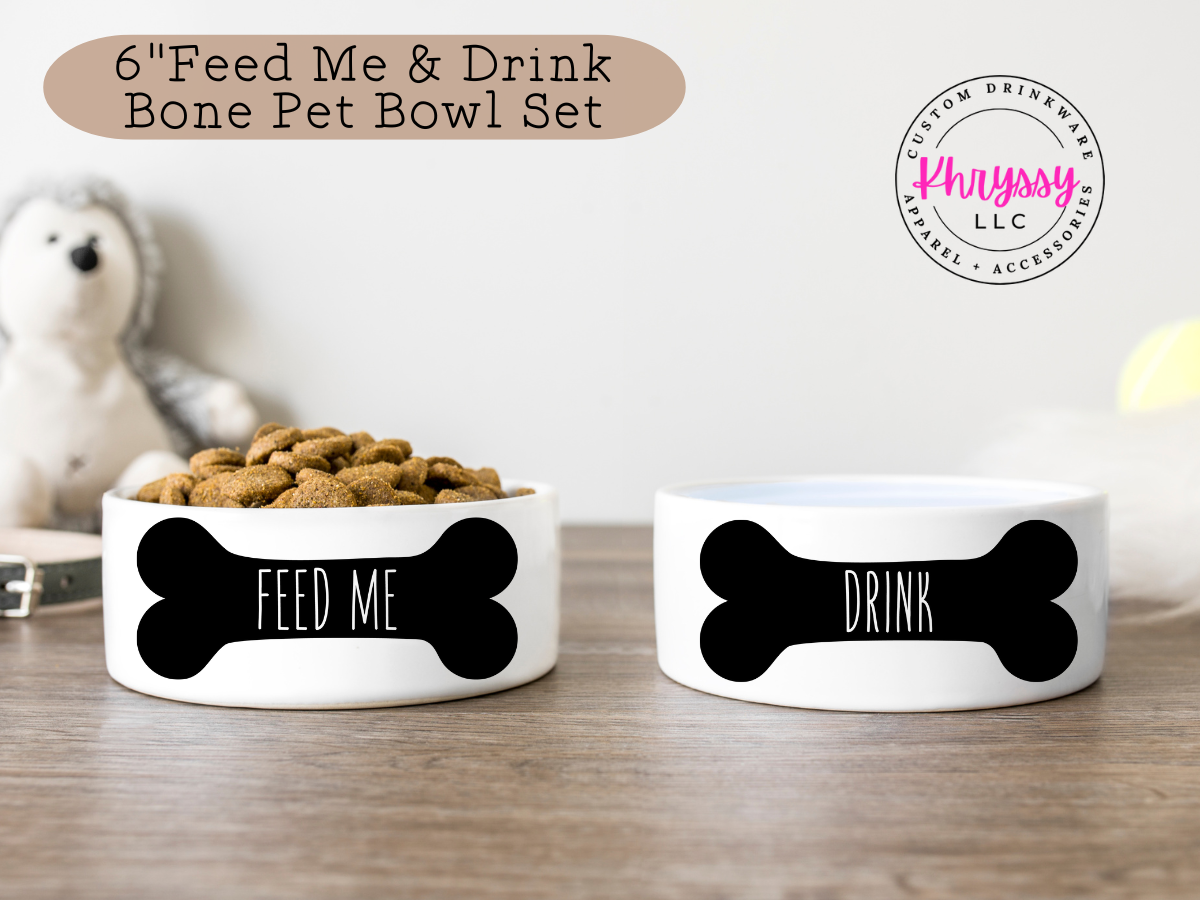 Feed Me & Drink Bone Pet Bowl Set
