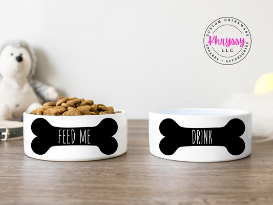 Feed Me & Drink Bone Pet Bowl Set