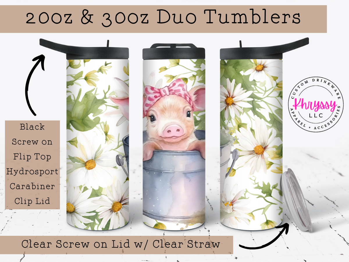 Piglet Paradise 20oz Tumbler with Straw