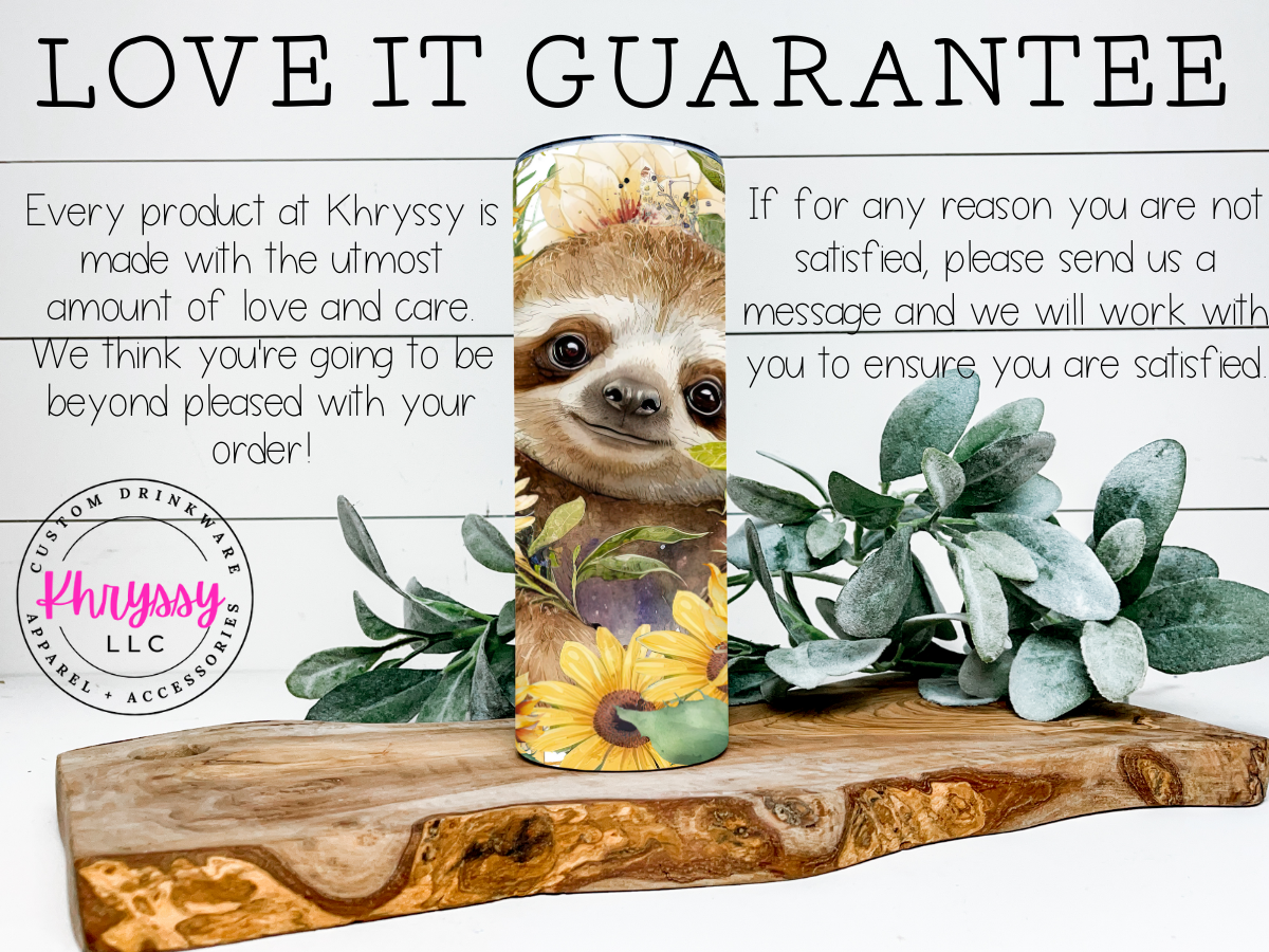 Cute Sloth Surrounded by Sunflowers 20oz Tumbler with Straw