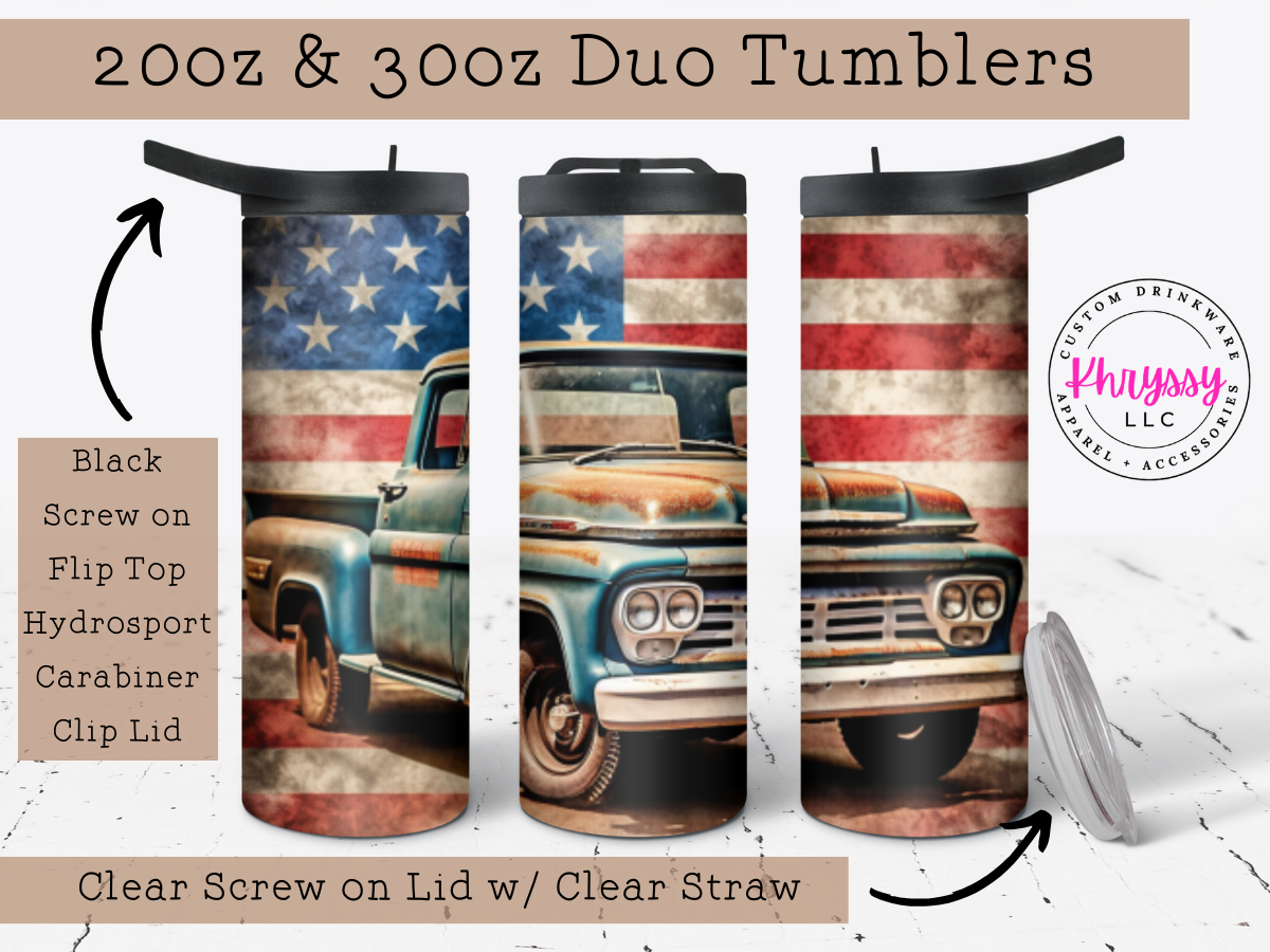 Vintage Truck 20oz Tumbler with Straw