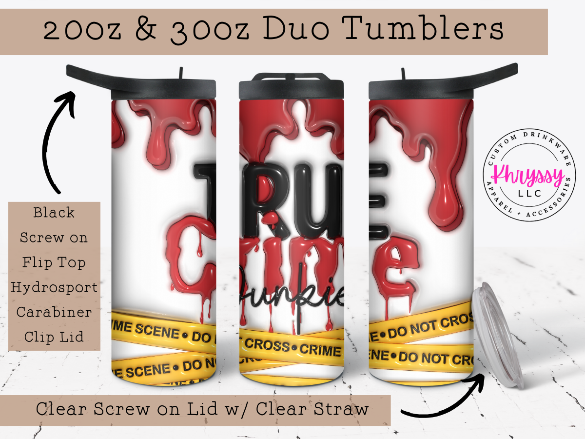 True Crime 20oz Bubble Tumbler with Straw