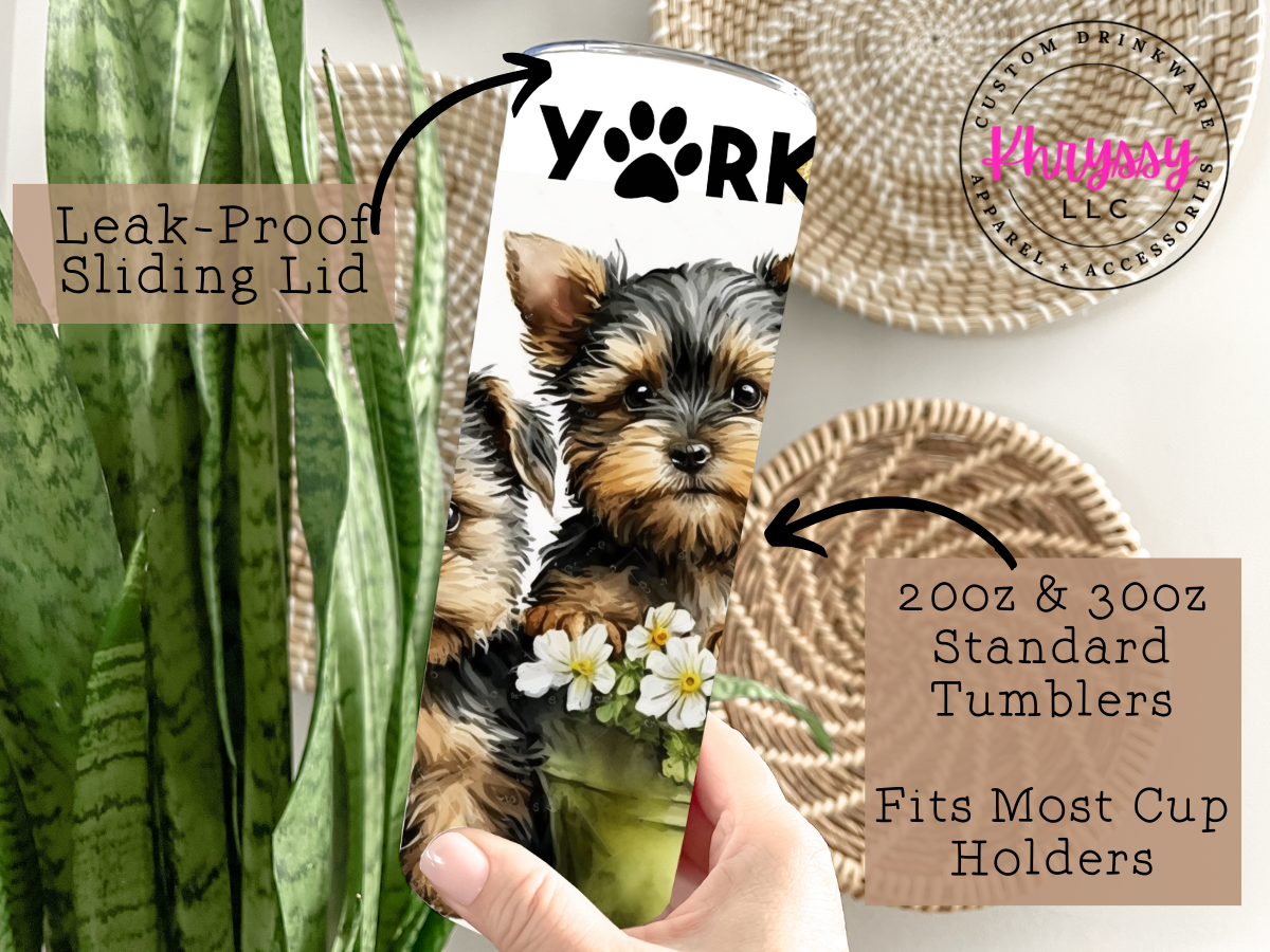 Yorkie and Friend 20/30oz Personalized Tumbler with Straw