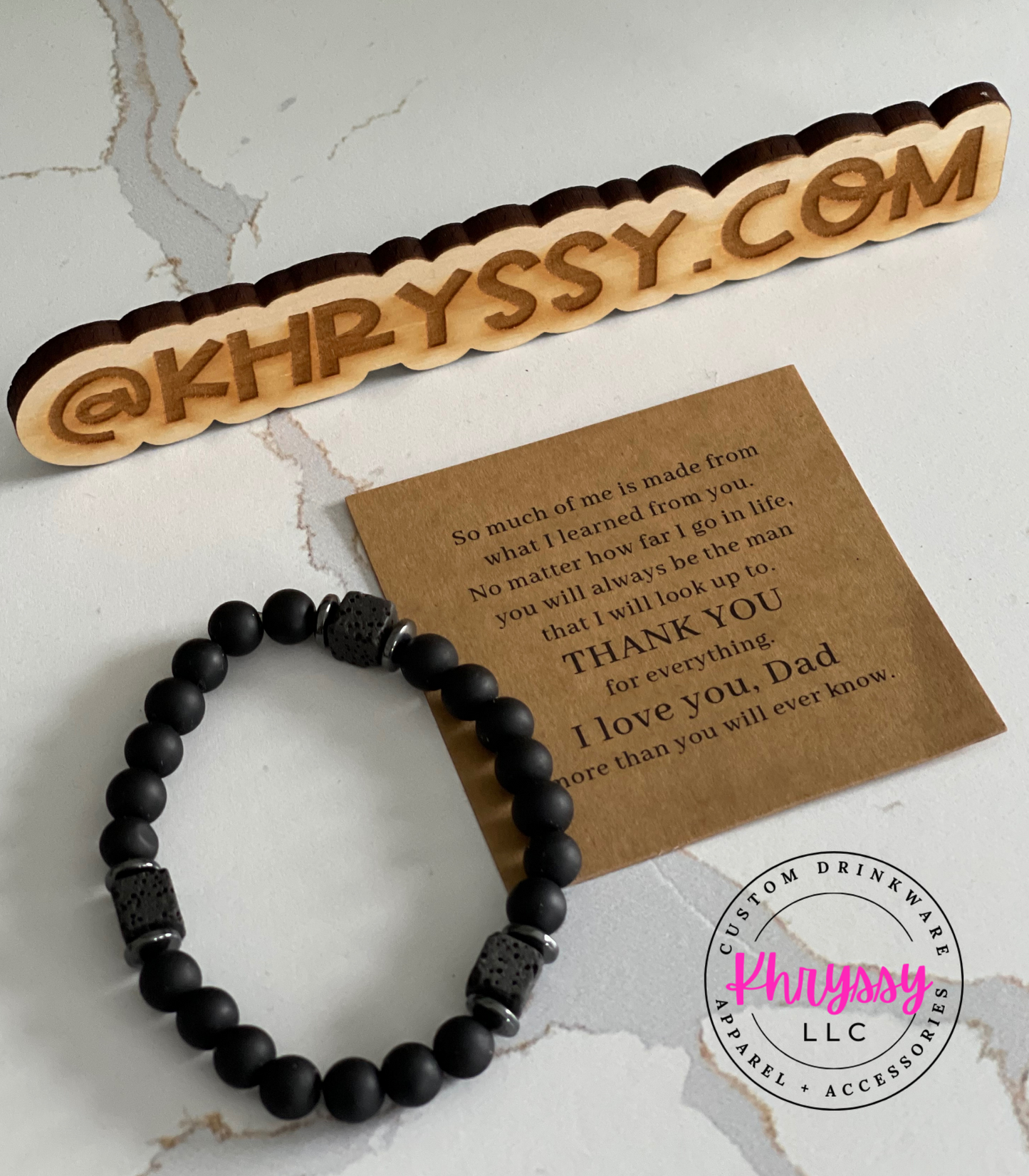 I Love You Dad Natural Stone Bracelet