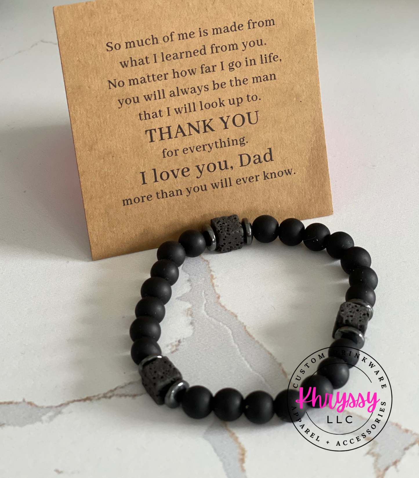 I Love You Dad Natural Stone Bracelet