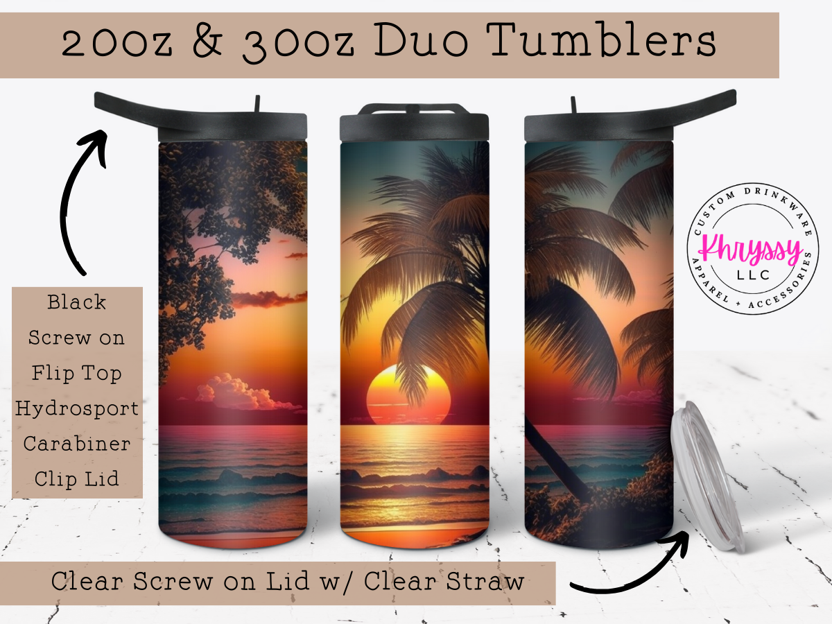 Beach Sunset Paradise 20oz Tumbler with Straw