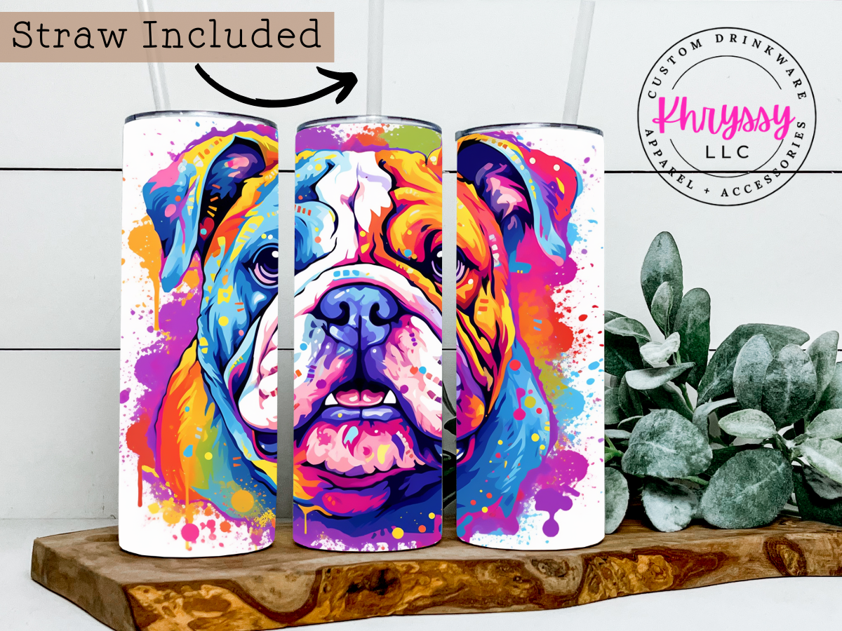 Bulldog 20oz Tumbler with Straw