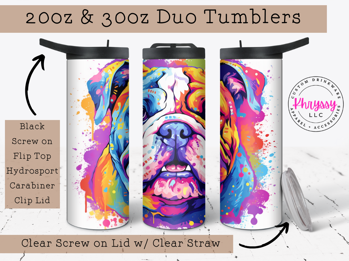 Bulldog 20oz Tumbler with Straw