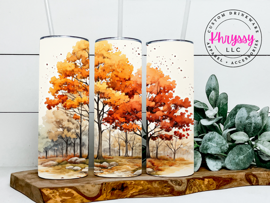 Autumn Blaze Colorful Leaves 20oz Tumbler with Straw