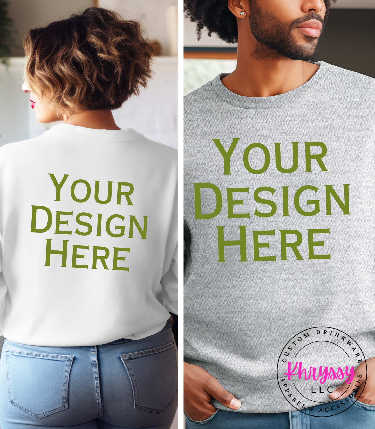 Design Your Own ADULT UNISEX CREWNECK (FULL FRONT & FULL BACK)