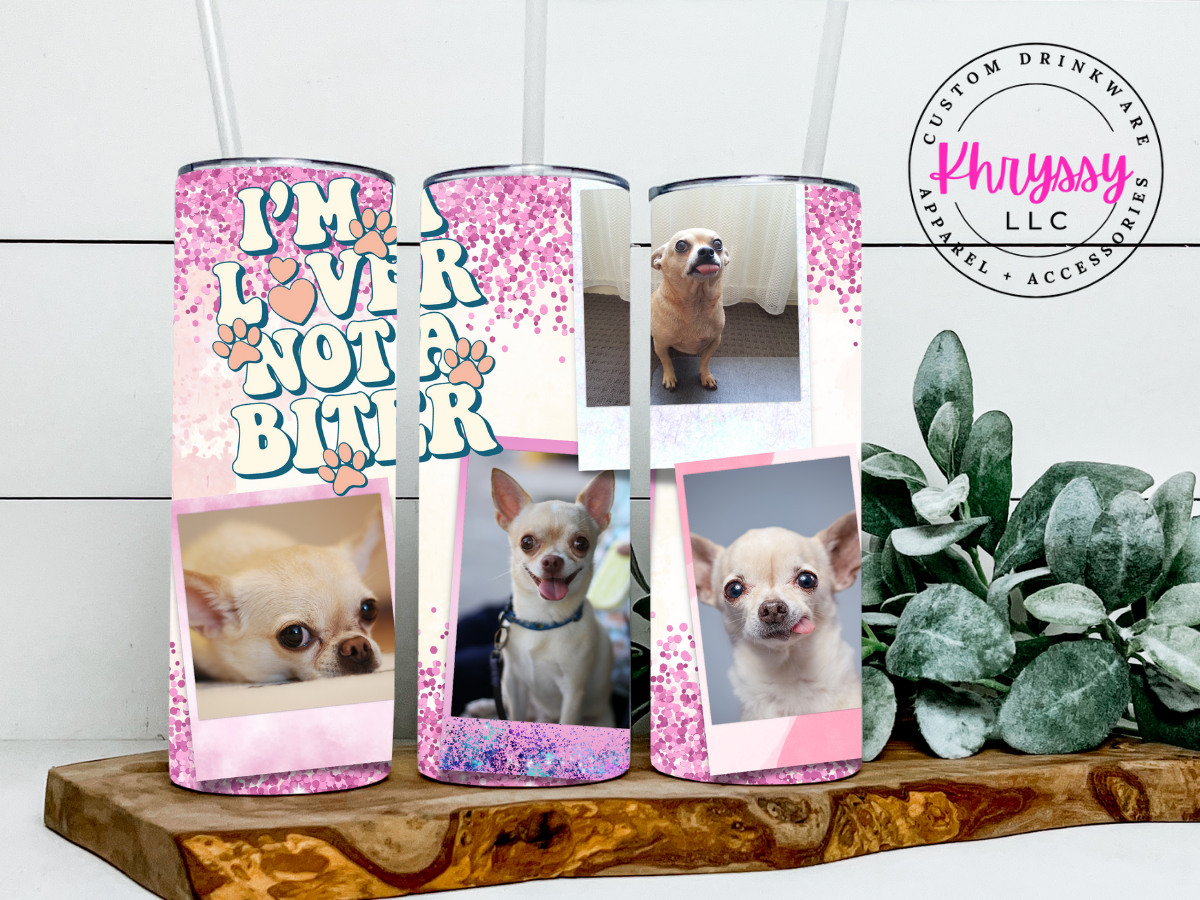 Paw-some Memories 20oz Personalized  Dog Lover Photo Frame Tumbler with Straw