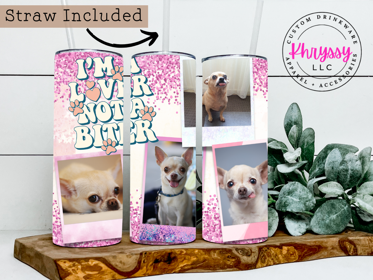 Paw-some Memories 20oz Personalized  Dog Lover Photo Frame Tumbler with Straw