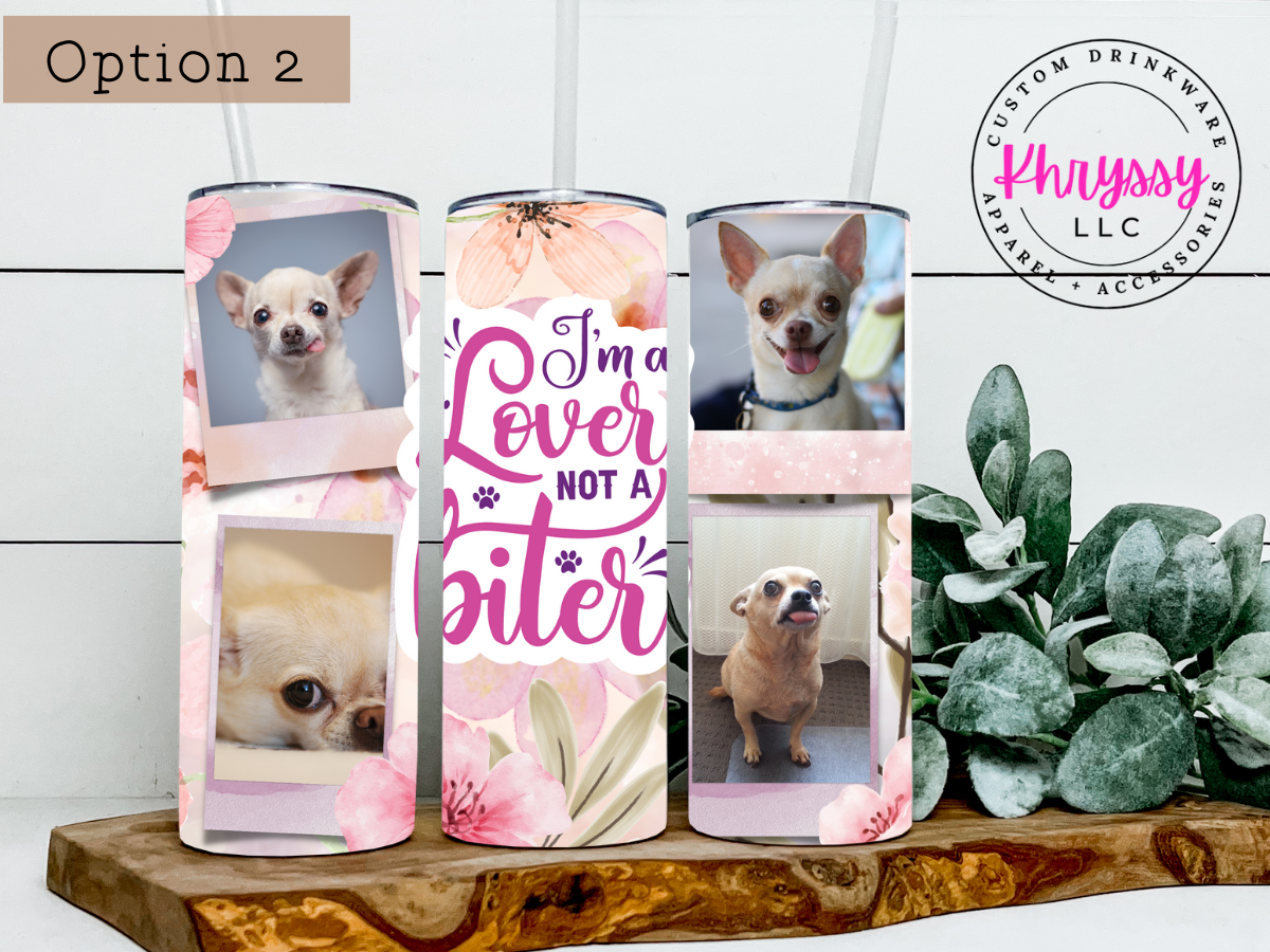 Paw-some Memories 20oz Personalized  Dog Lover Photo Frame Tumbler with Straw