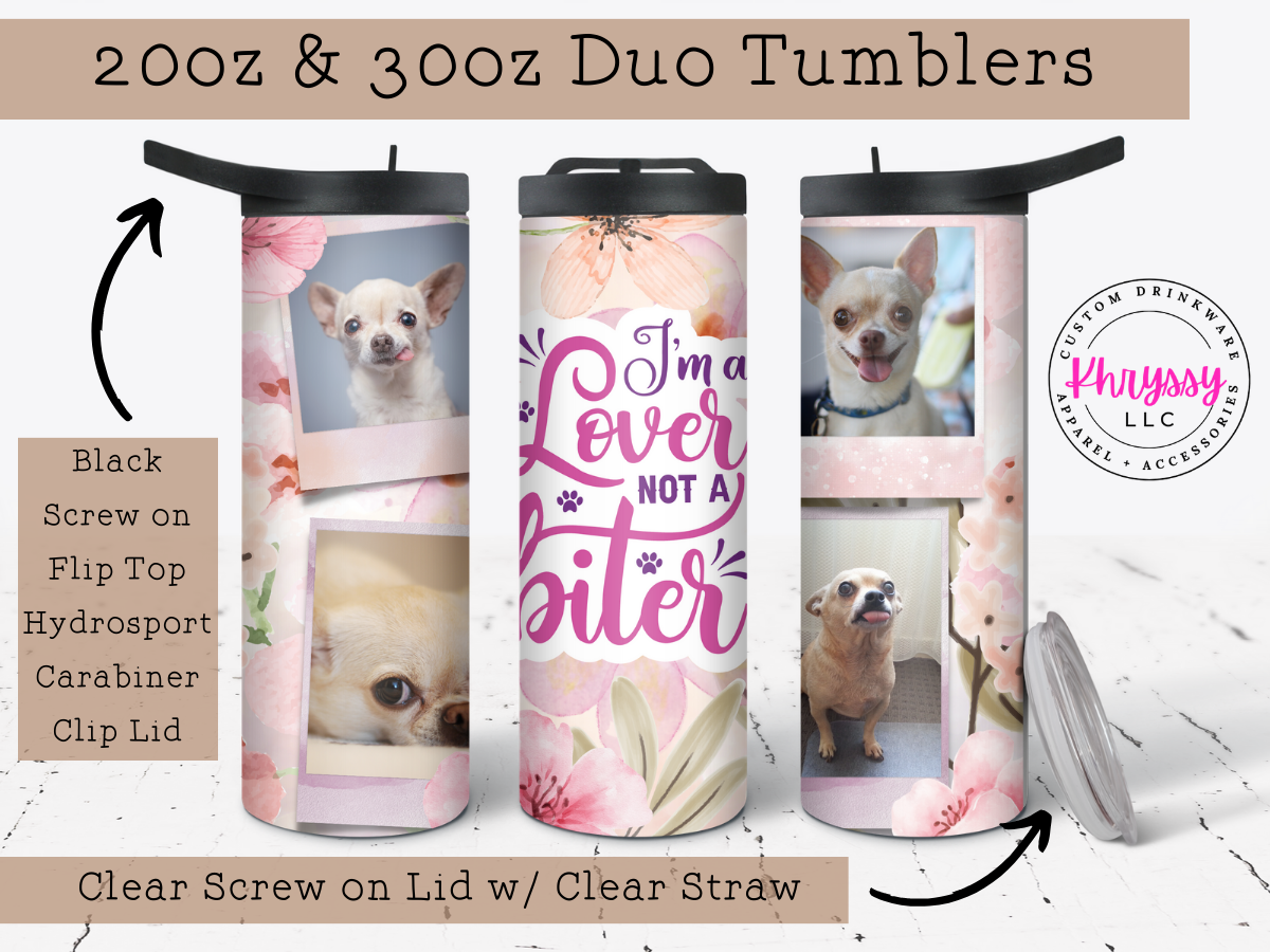 Paw-some Memories 20oz Personalized  Dog Lover Photo Frame Tumbler with Straw