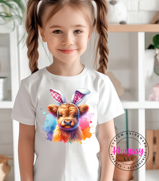 Bunny Moo: Highland Cow with Bunny Ears T-Shirt