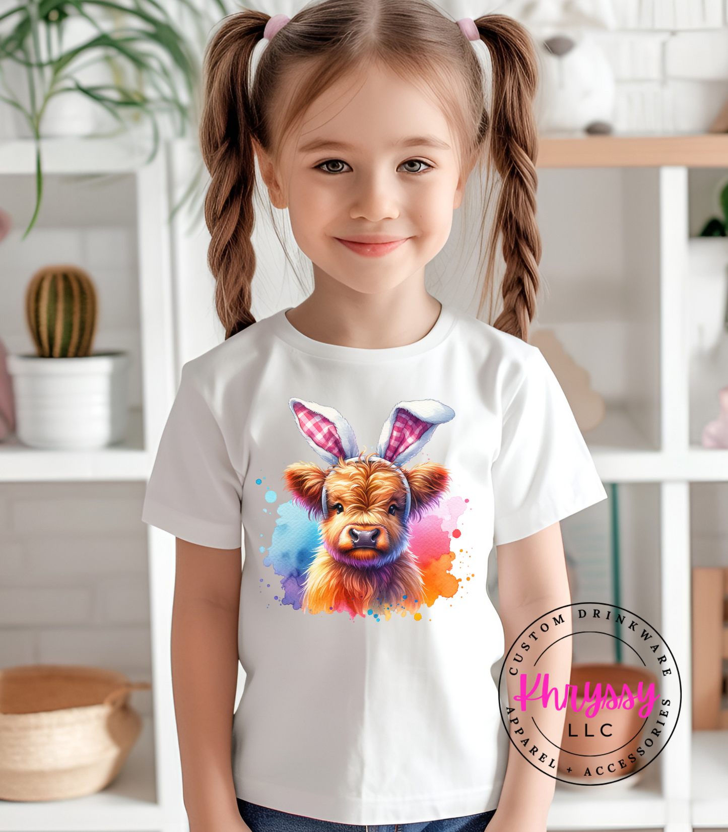 Bunny Moo: Highland Cow with Bunny Ears T-Shirt